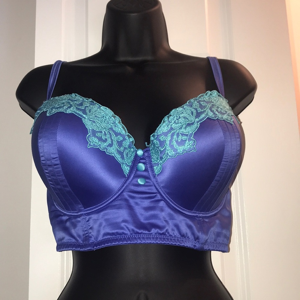 Adore Me Purple and Teal Balconette Bra